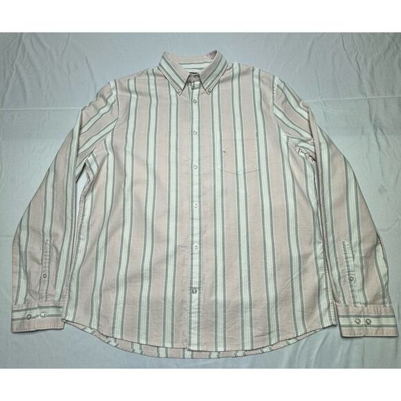 Express Men's Long Sleeve Pink Stiped Button Up Shirt - Size L - Picture 1 of 5